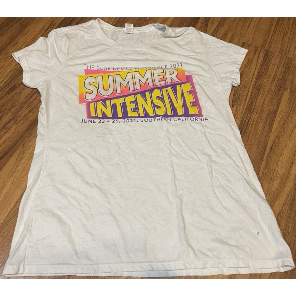 District Blue Devils Drum Corps T Shirt Mens L White Summer Intensive 2021 DCI